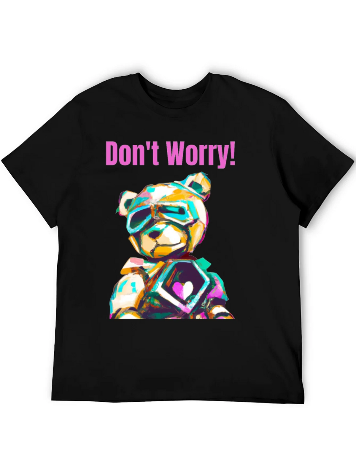 Dont Worry Graphic Tee with Geometric Teddy Bear Design product image 8