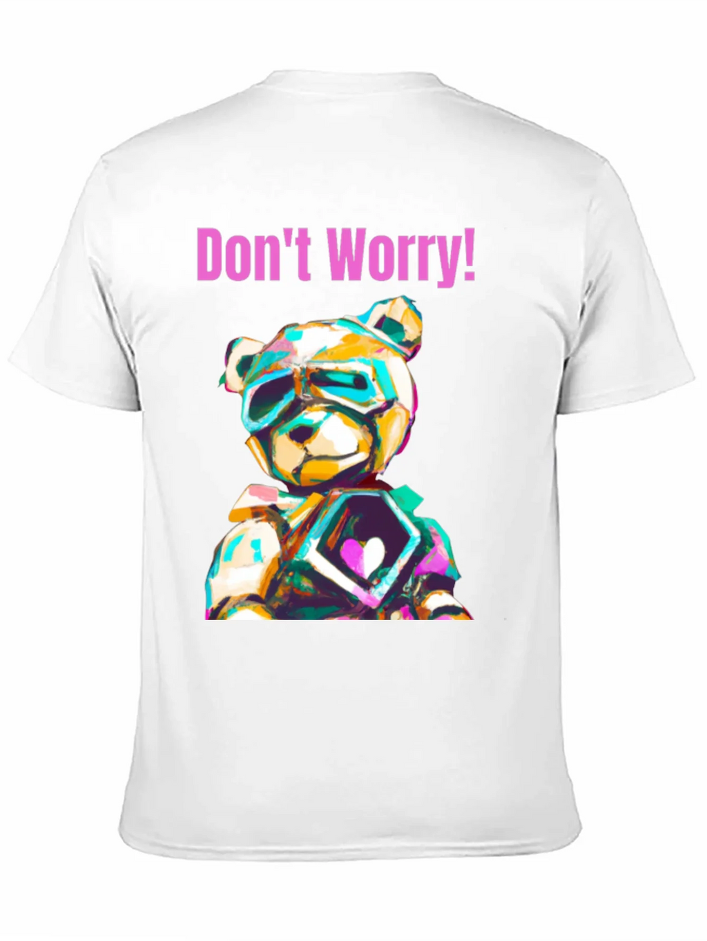 Dont Worry Graphic Tee with Geometric Teddy Bear Design product image 2