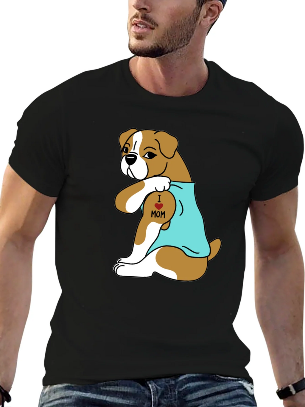 Boxer Dog I Heart Mom Tattoo T-Shirt product image 9