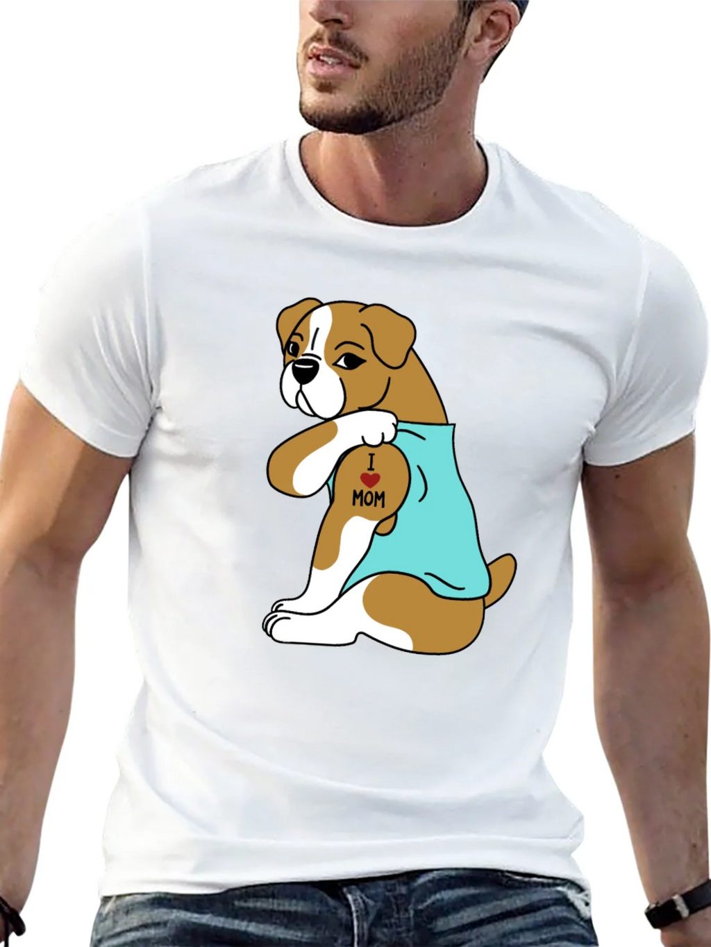 Boxer Dog I Heart Mom Tattoo T-Shirt product image 4
