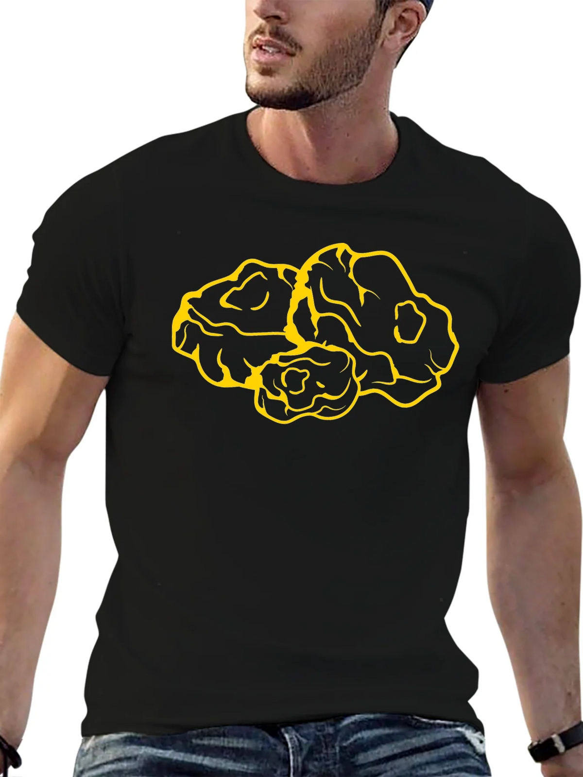 Graphic Tee: Abstract Yellow Design on Black product image 9