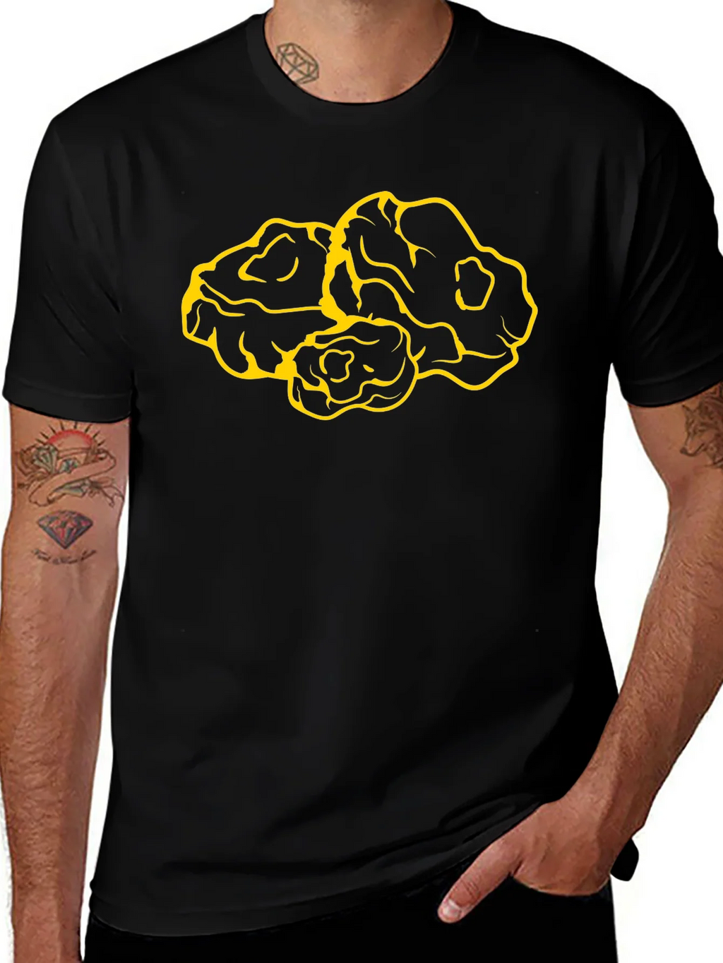 Graphic Tee: Abstract Yellow Design on Black product image 1