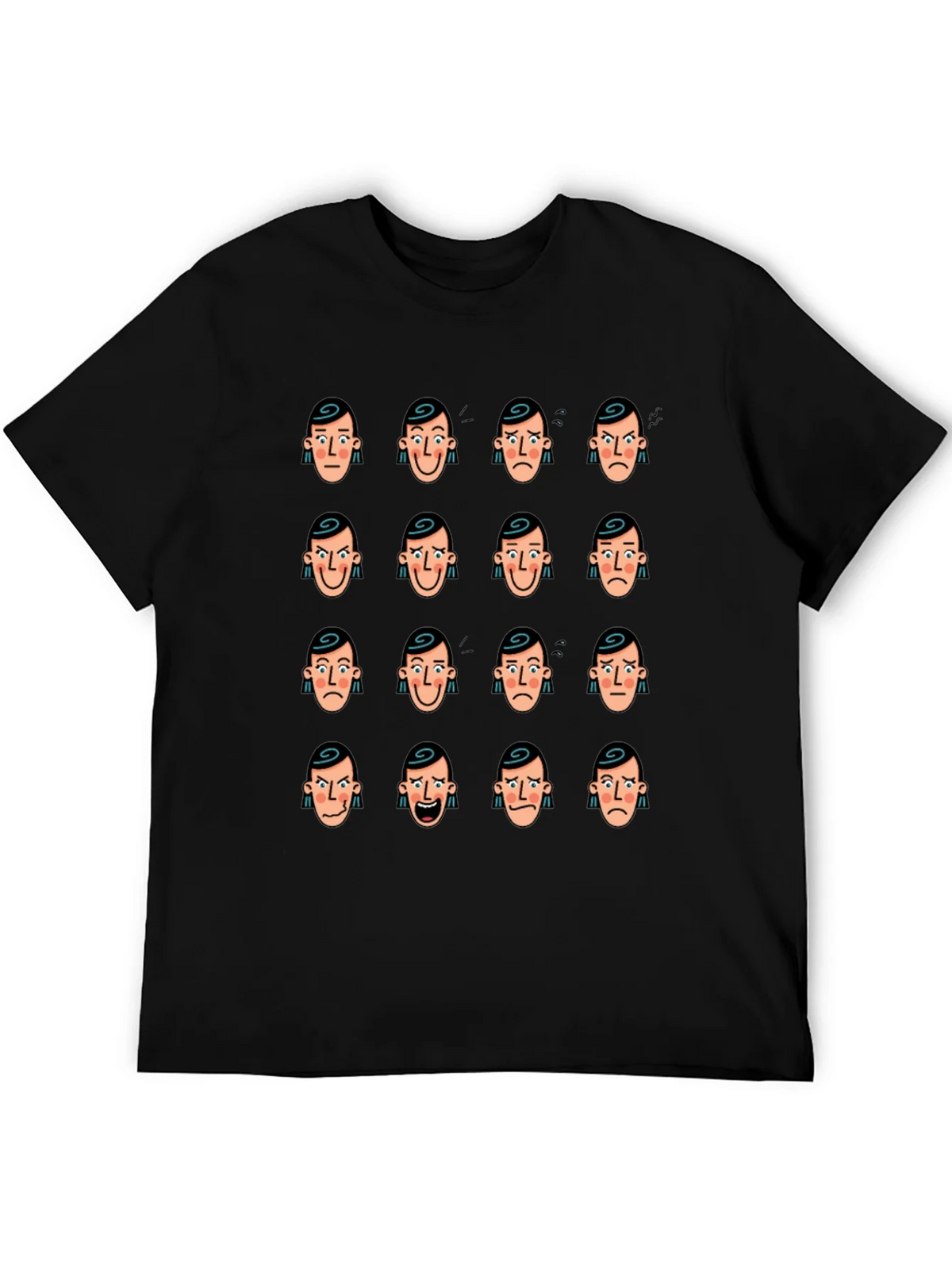 Emotional Faces Graphic Black T-Shirt product image 8