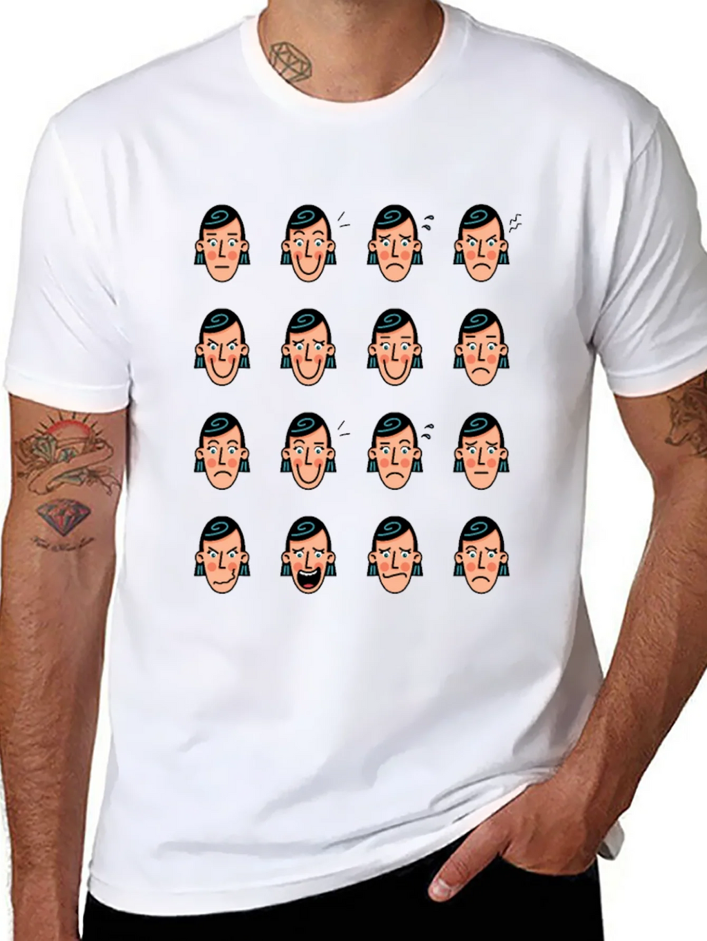 Emotional Faces Graphic Black T-Shirt product image 10