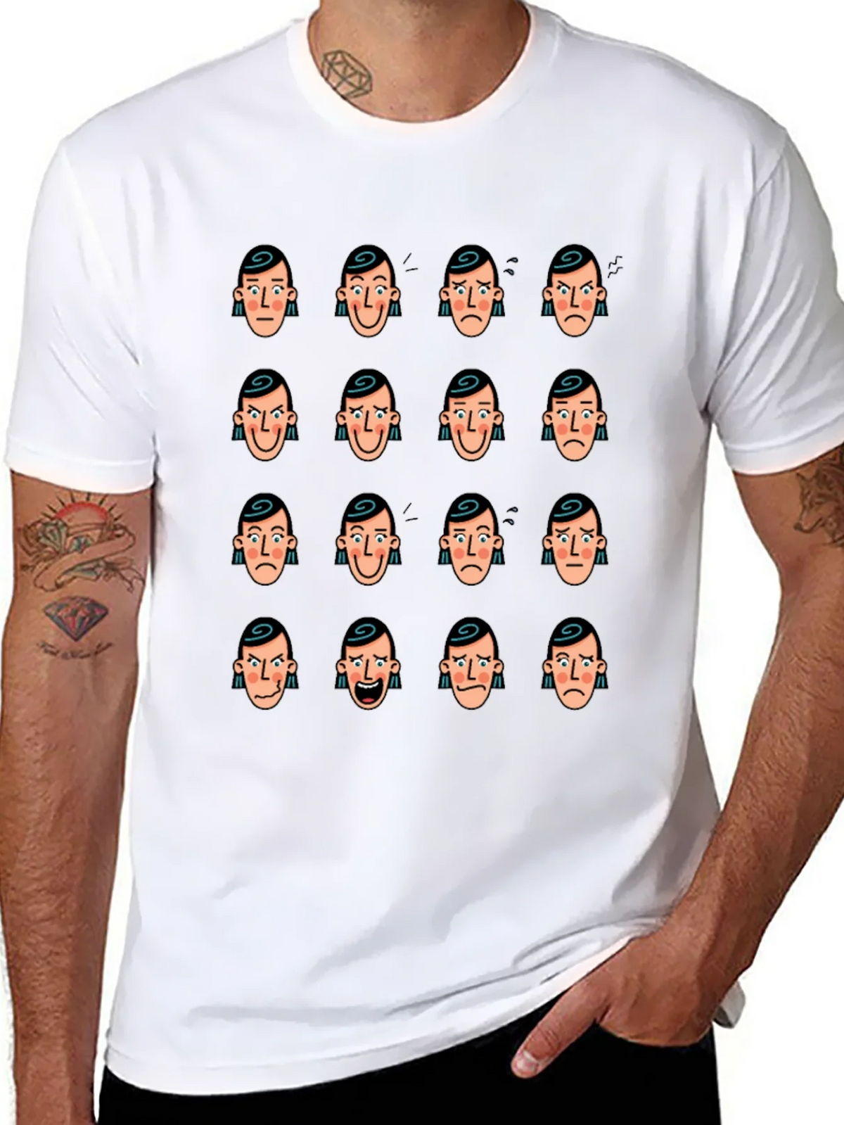 Emotional Faces Graphic Black T-Shirt product image 10