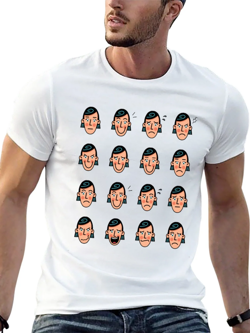 Emotional Faces Graphic Black T-Shirt product image 4