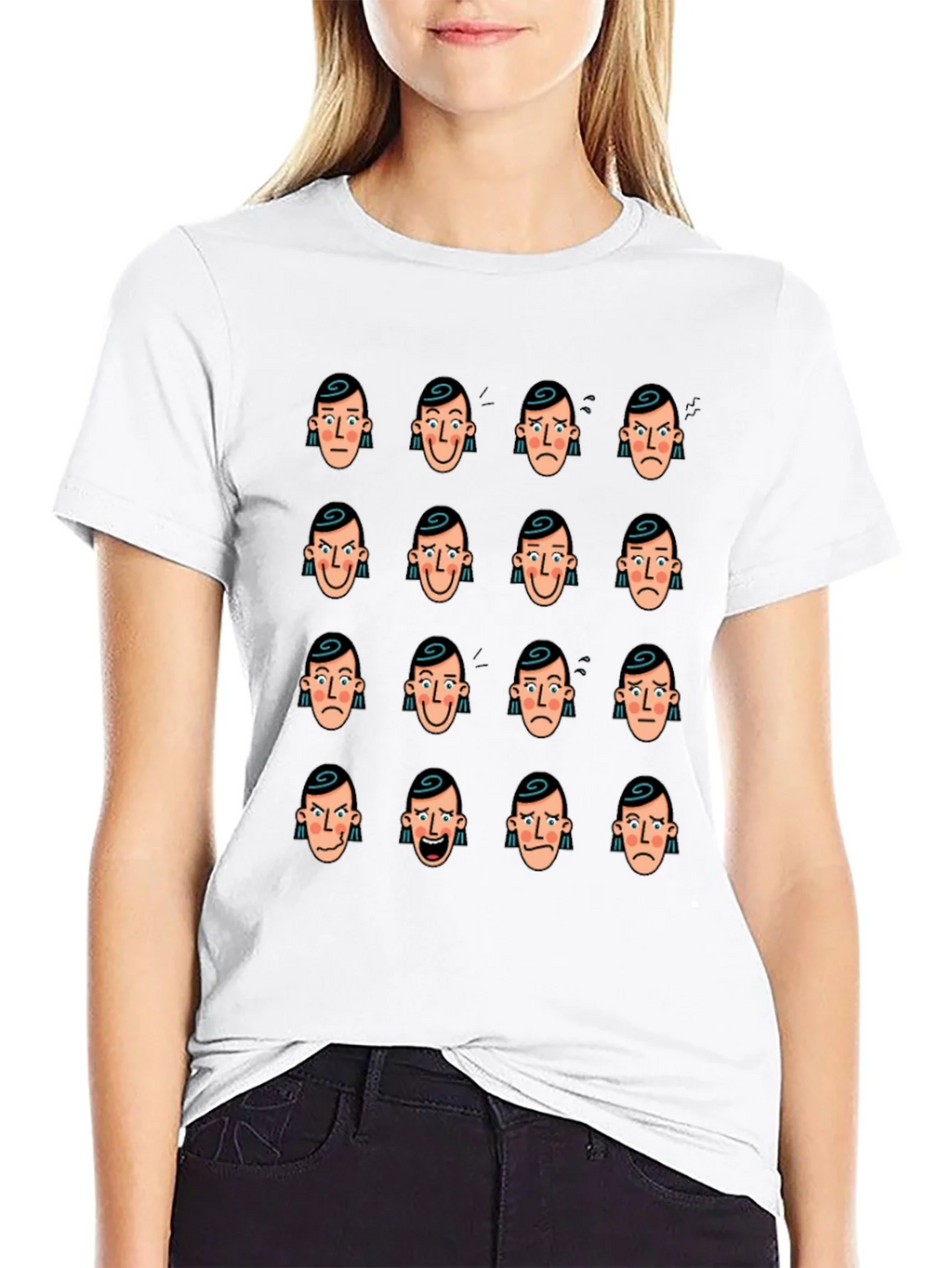 Emotional Faces Graphic Black T-Shirt product image 11