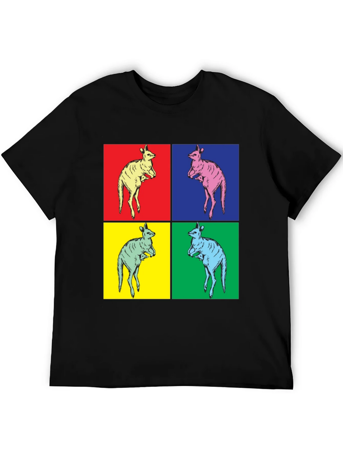 Kangaroo Pop Art Black T-Shirt product image 8