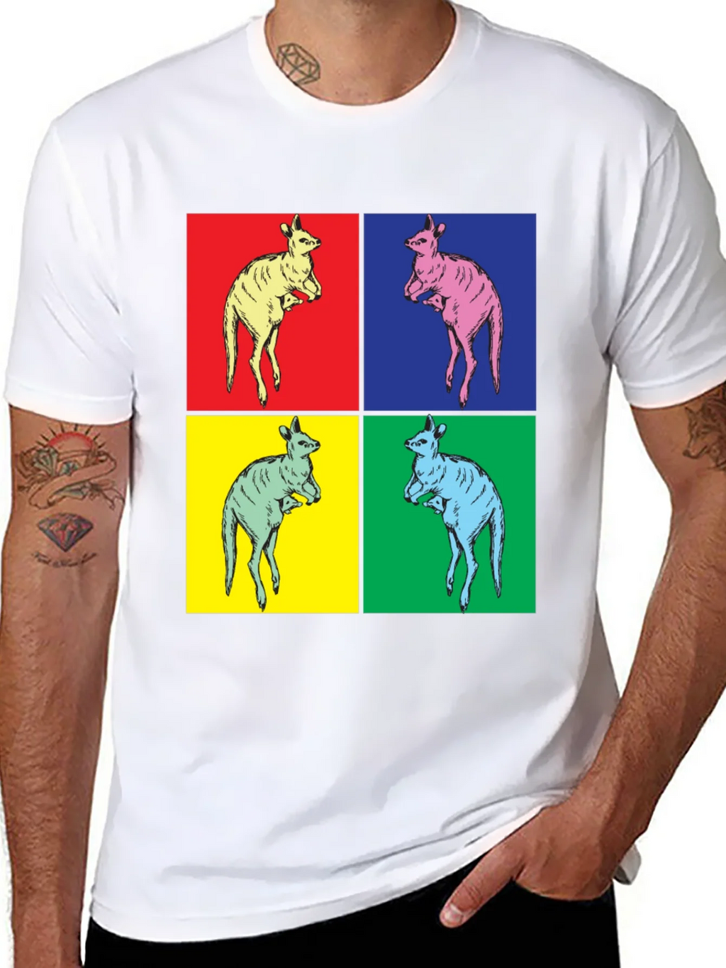 Kangaroo Pop Art Black T-Shirt product image 10