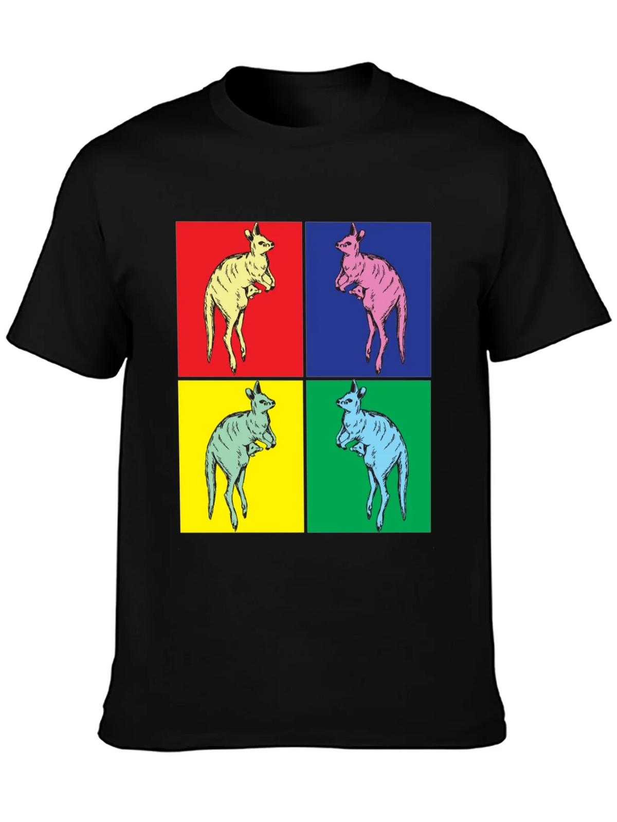 Kangaroo Pop Art Black T-Shirt product image 6