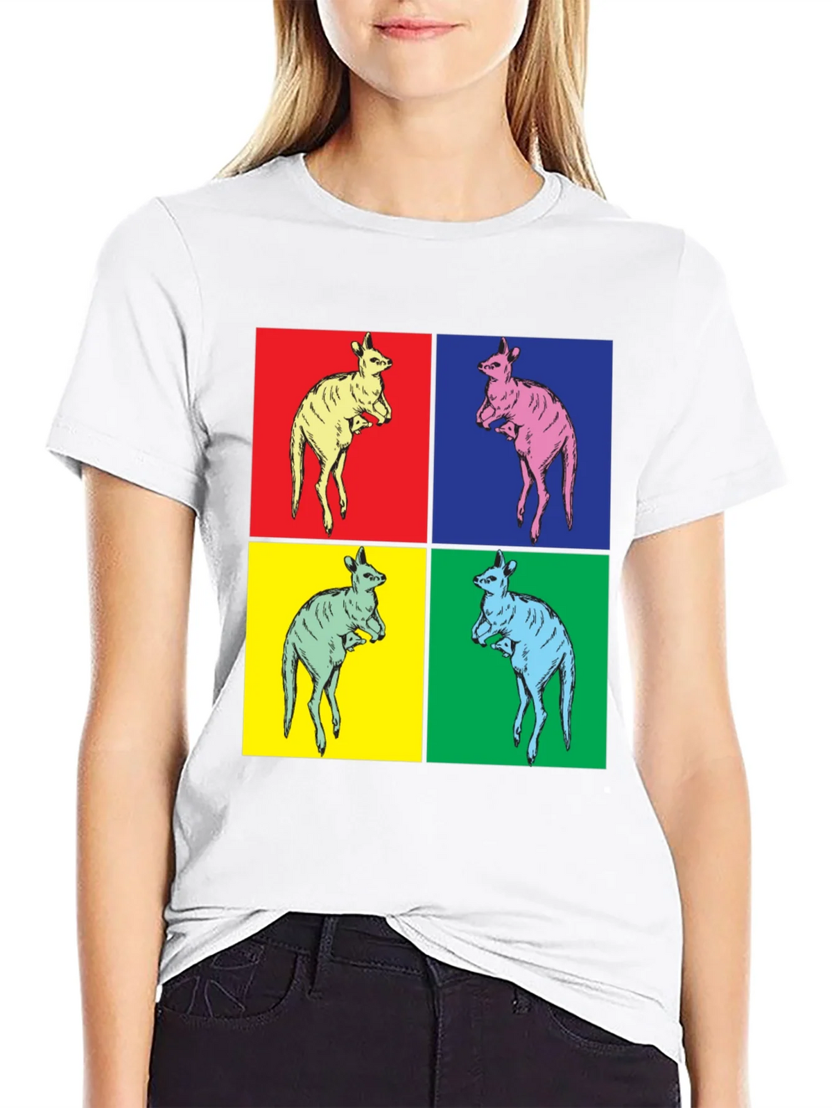 Kangaroo Pop Art Black T-Shirt product image 11