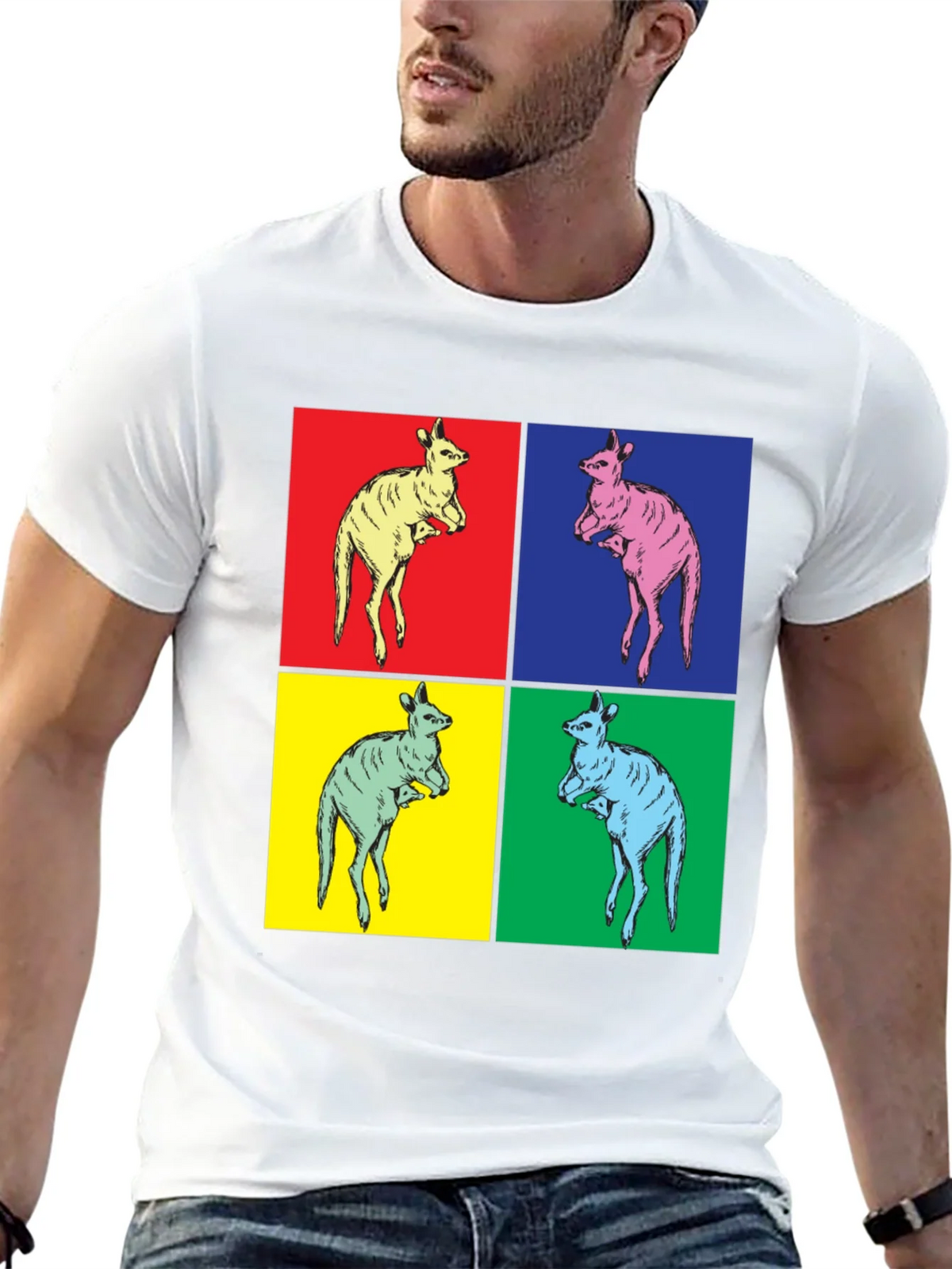 Kangaroo Pop Art Black T-Shirt product image 4