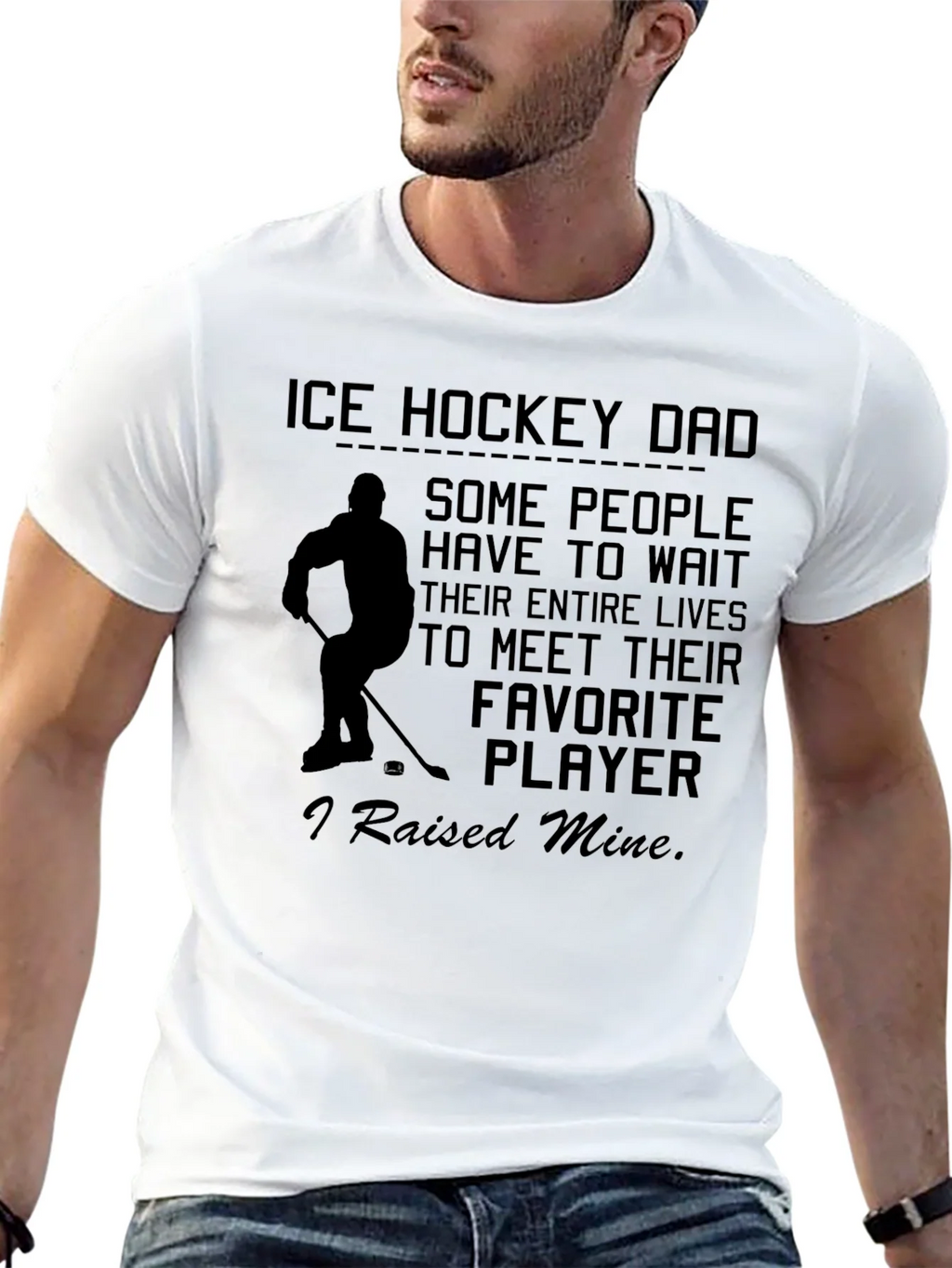 Ice Hockey Dad T-Shirt - Raised My Favorite Player product image 4