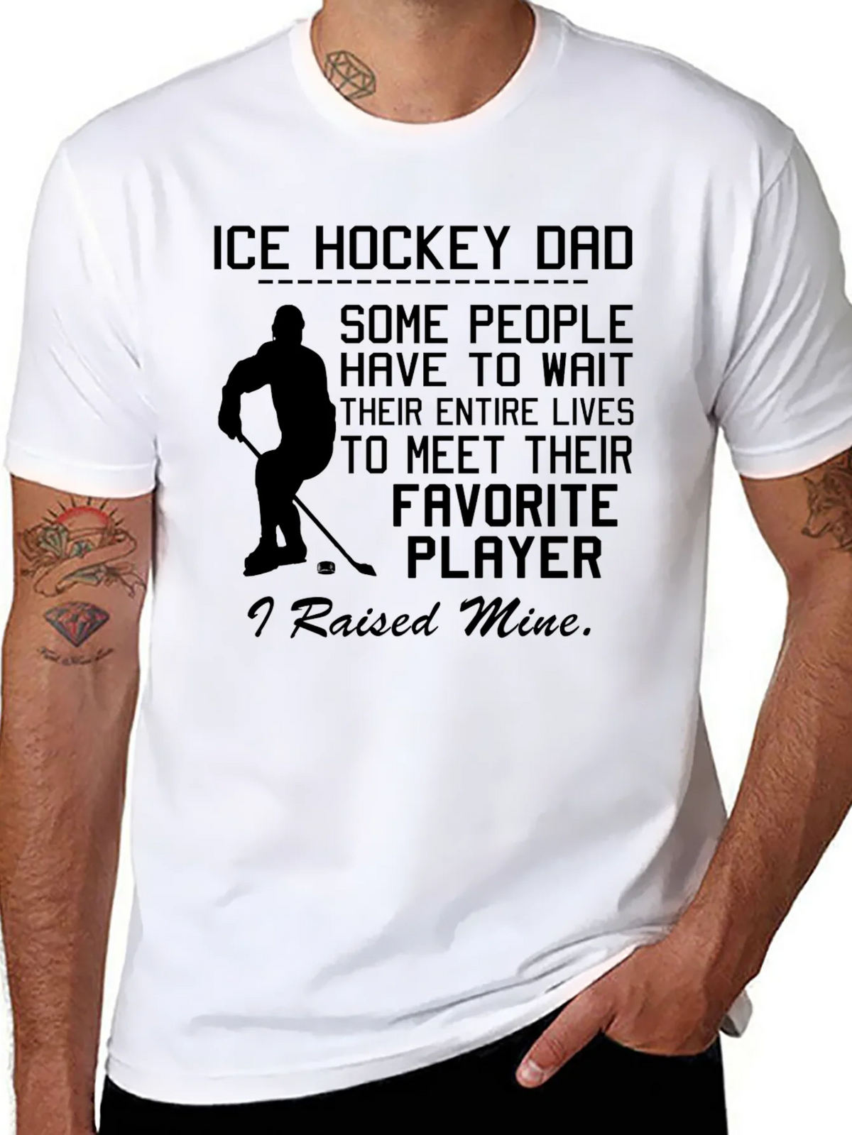 Ice Hockey Dad T-Shirt - Raised My Favorite Player product image 10