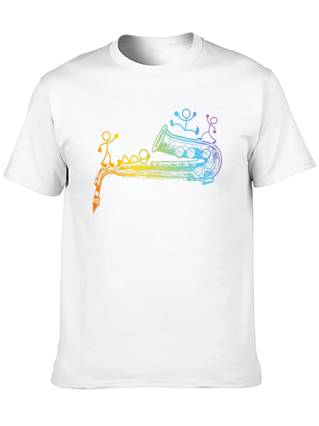 Rainbow Saxophone Stick Figures Graphic T-Shirt product image 12
