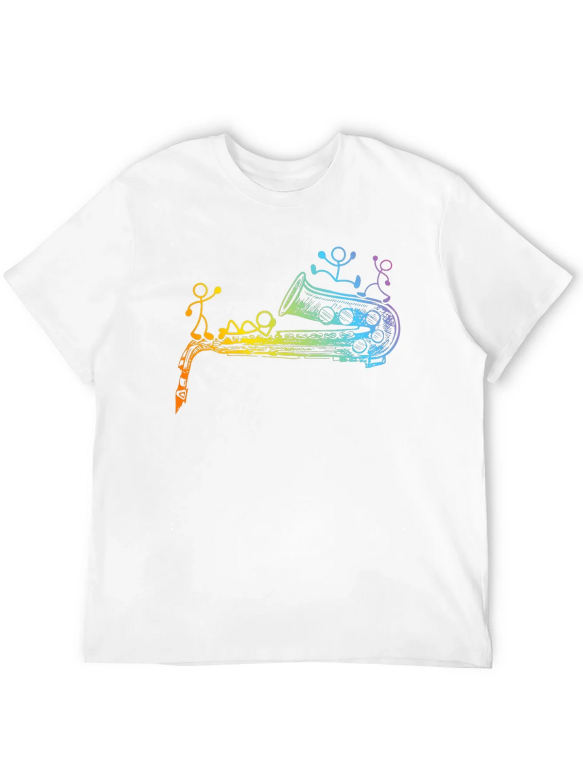Rainbow Saxophone Stick Figures Graphic T-Shirt product image 3
