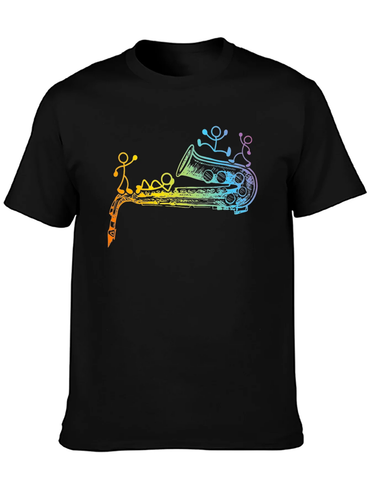 Rainbow Saxophone Stick Figures Graphic T-Shirt product image 6
