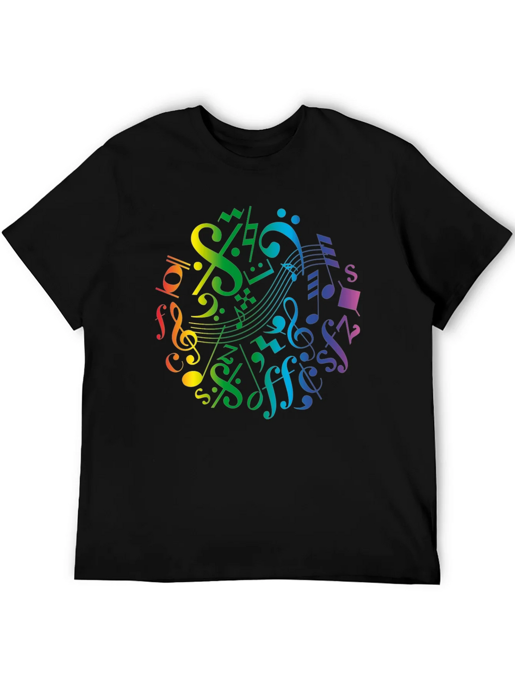 Rainbow Music Notes Graphic T-Shirt product image 8