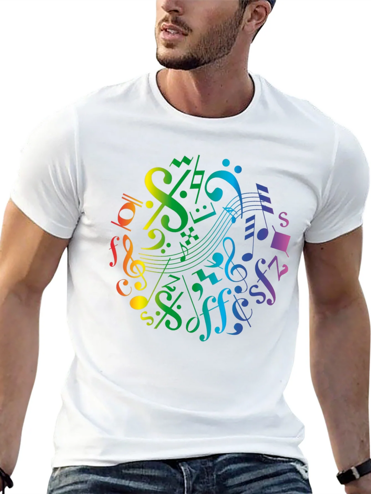 Rainbow Music Notes Graphic T-Shirt product image 4
