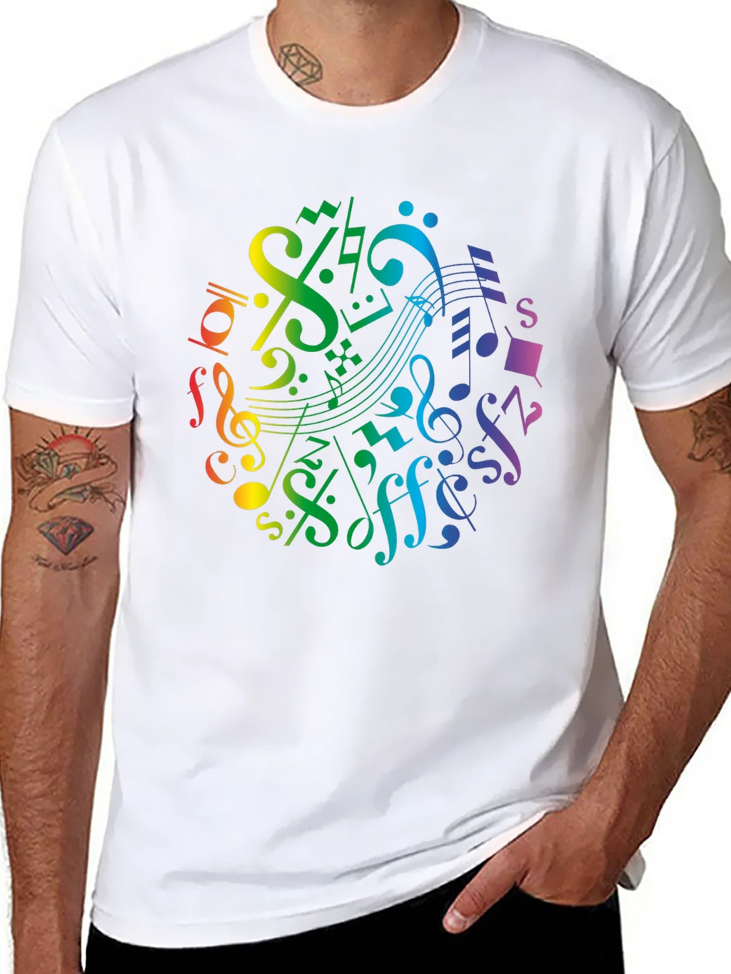 Rainbow Music Notes Graphic T-Shirt product image 10