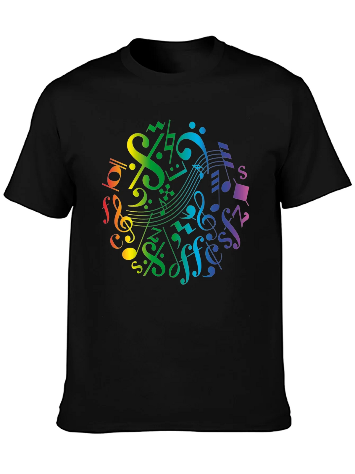 Rainbow Music Notes Graphic T-Shirt product image 6