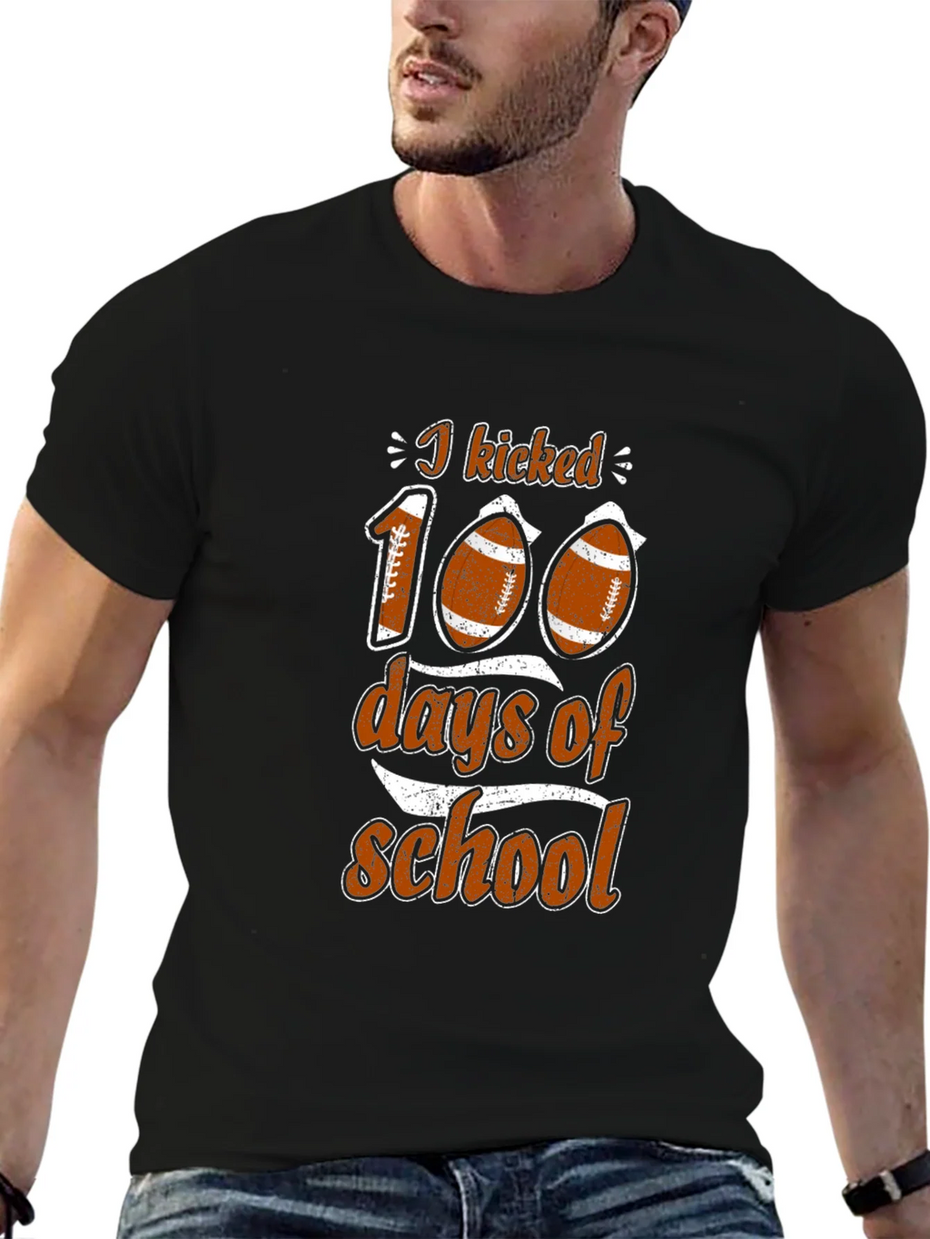I Kicked 100 Days of School Football T-Shirt product image 9