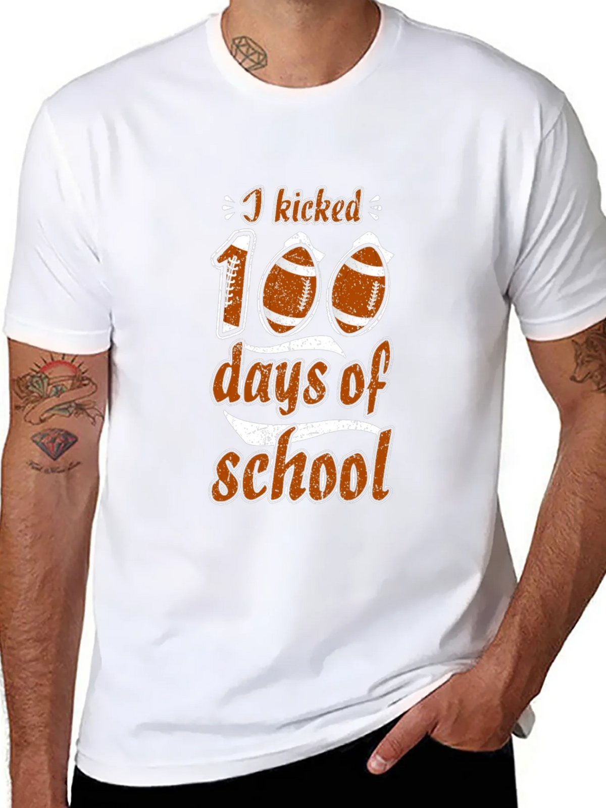 I Kicked 100 Days of School Football T-Shirt product image 10