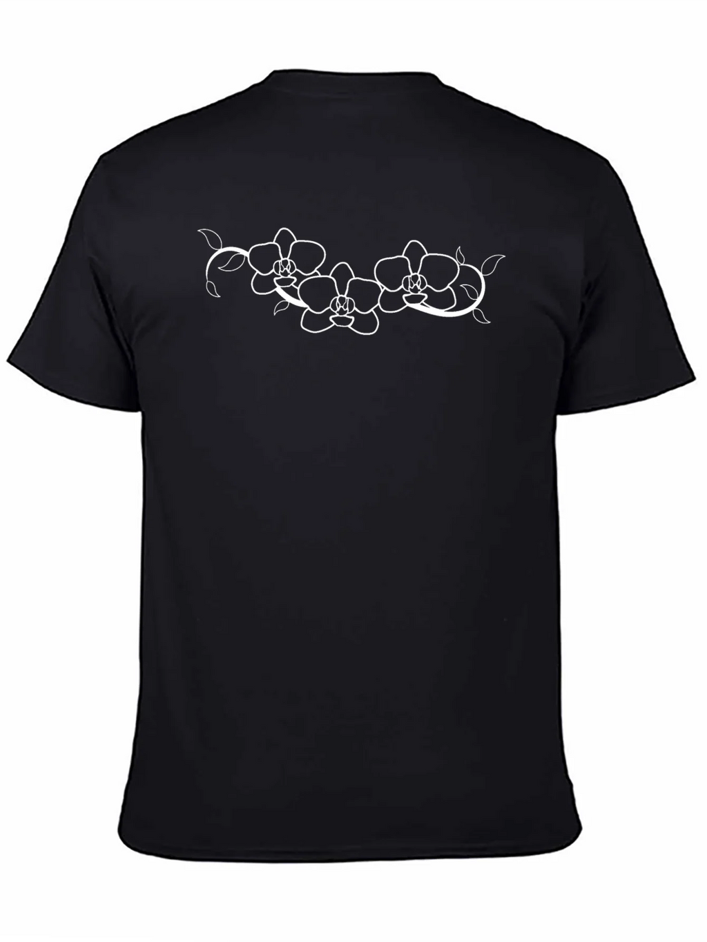 Black T-Shirt with Floral Orchid Graphic Design product image 7