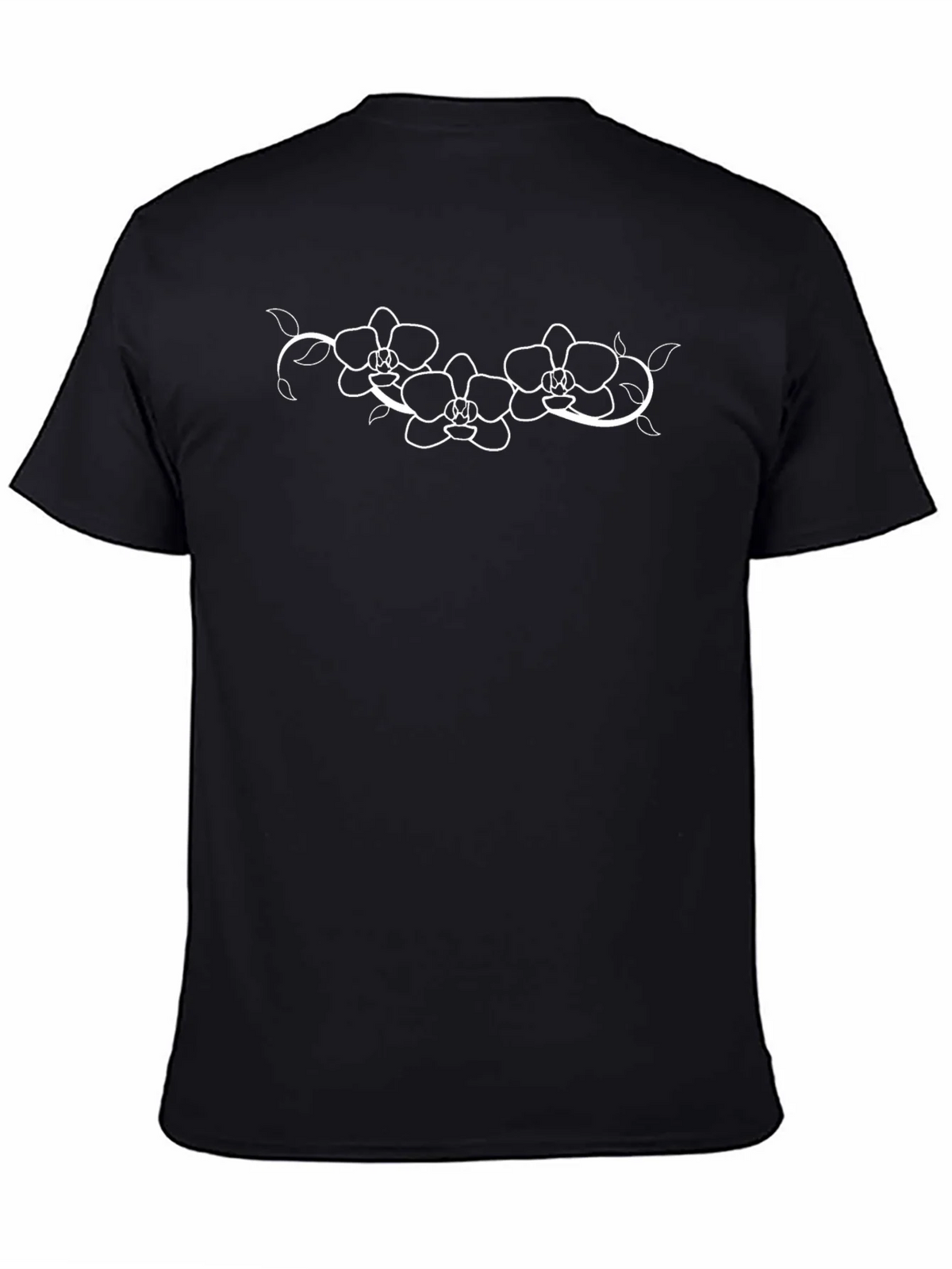 Black T-Shirt with Floral Orchid Graphic Design product image 7