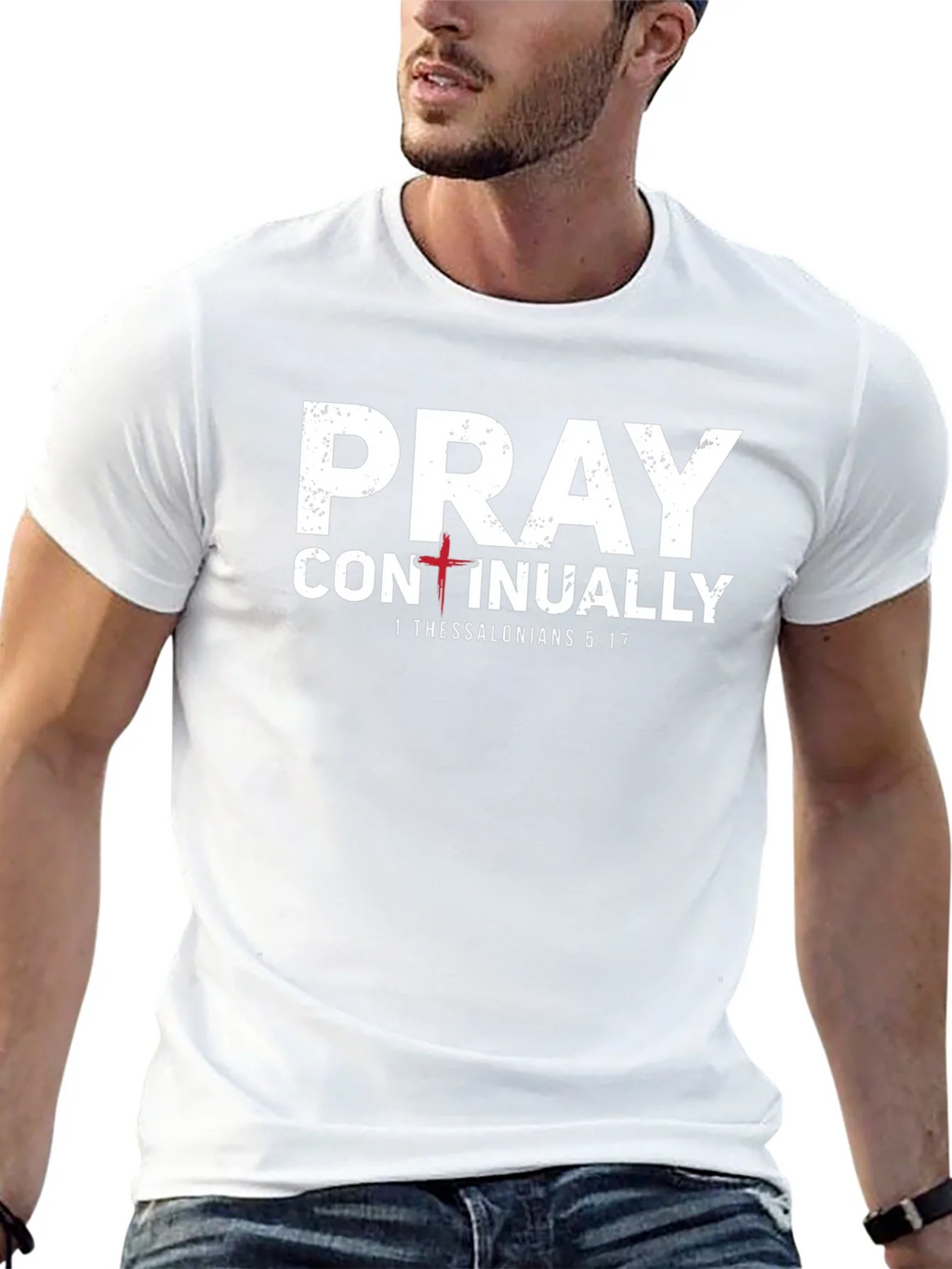 Pray Continually T-Shirt - 1 Thessalonians 5:17 - Christian product image 4