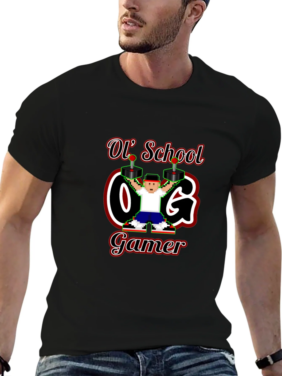 Retro Ol School O.G. Gamer Black T-Shirt product image 9