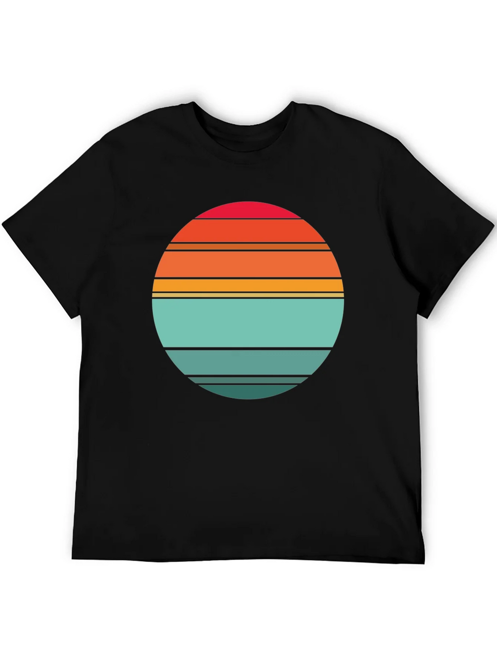 Retro Sunset Striped Graphic Tee - Black product image 8