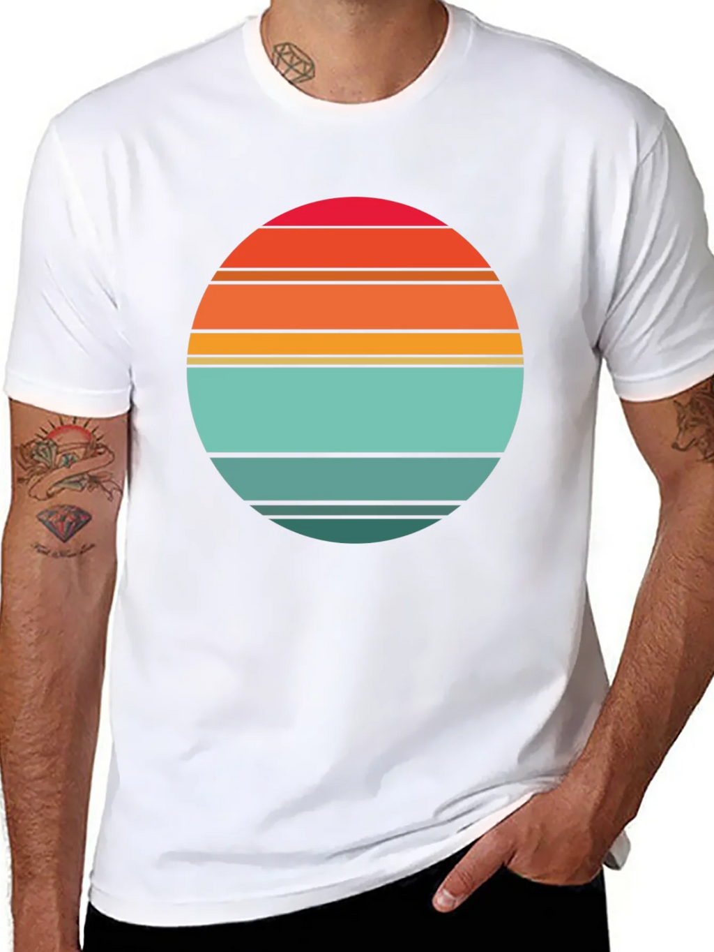 Retro Sunset Striped Graphic Tee - Black product image 10