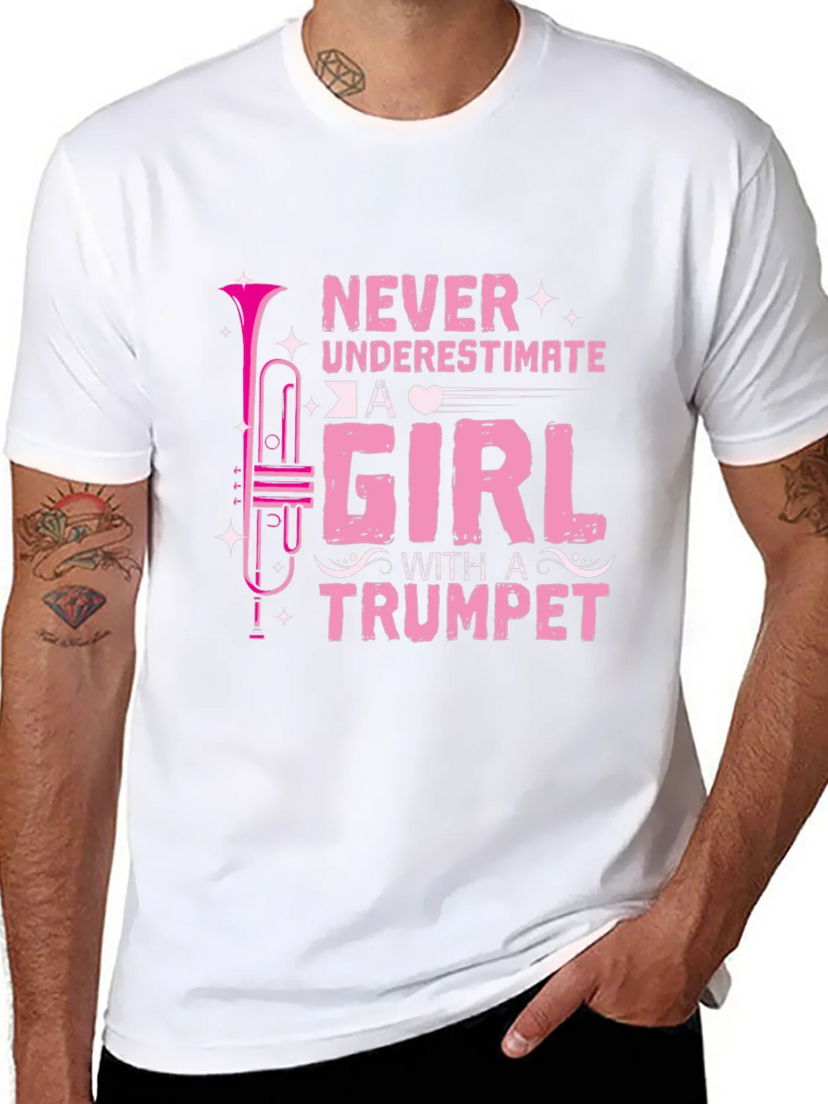 Never Underestimate A Girl With A Trumpet Black T-Shirt product image 10