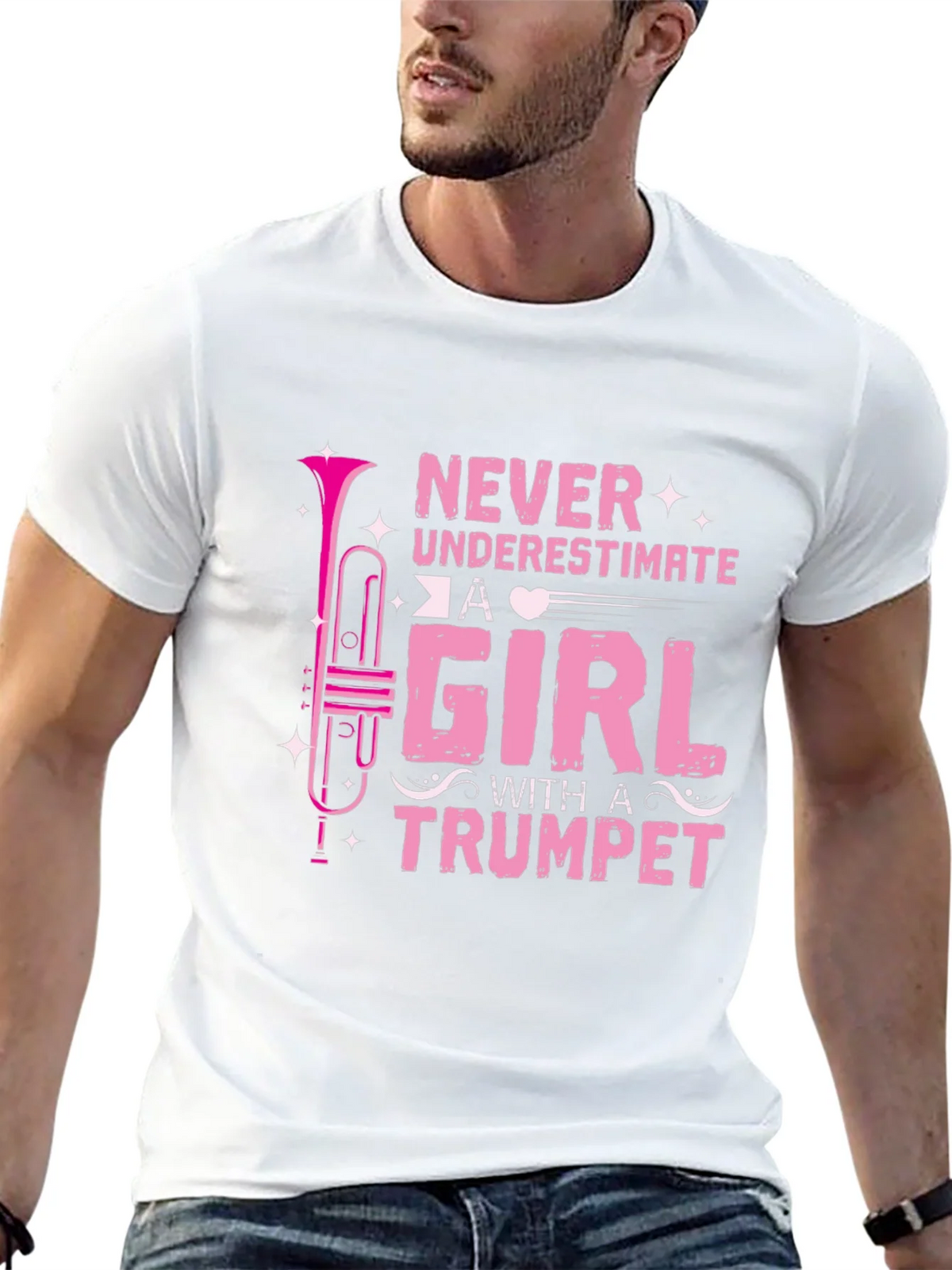 Never Underestimate A Girl With A Trumpet Black T-Shirt product image 4