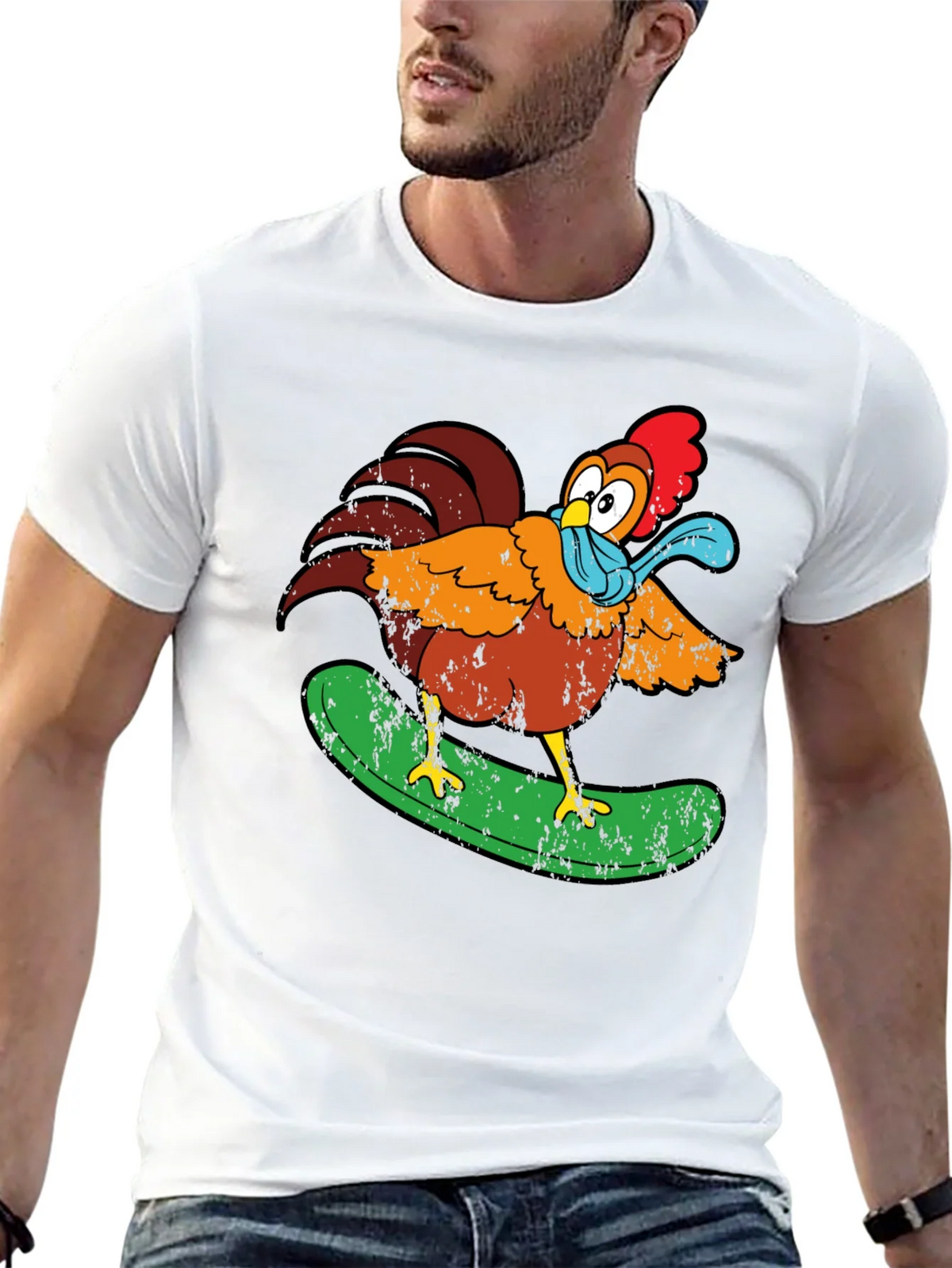 Cool Chicken Surfer Graphic T-Shirt product image 4