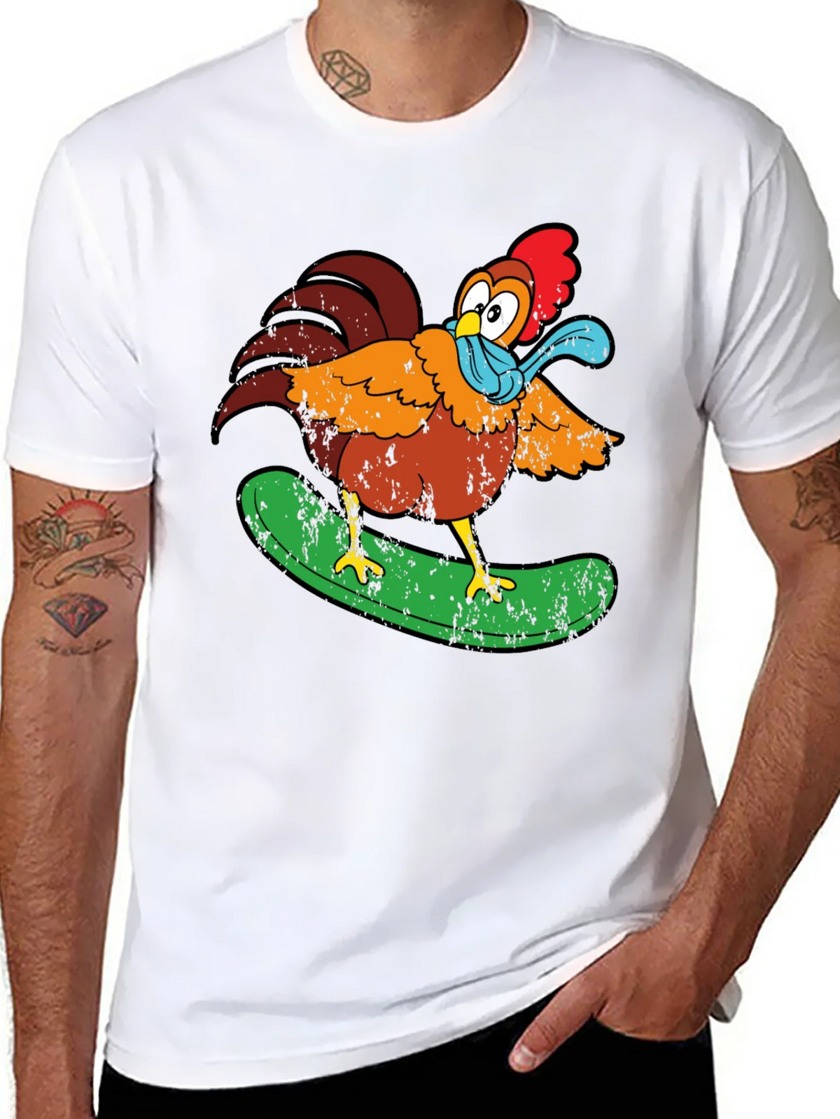 Cool Chicken Surfer Graphic T-Shirt product image 10