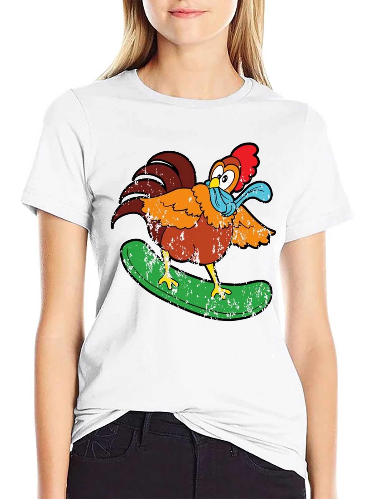 Cool Chicken Surfer Graphic T-Shirt product image 11