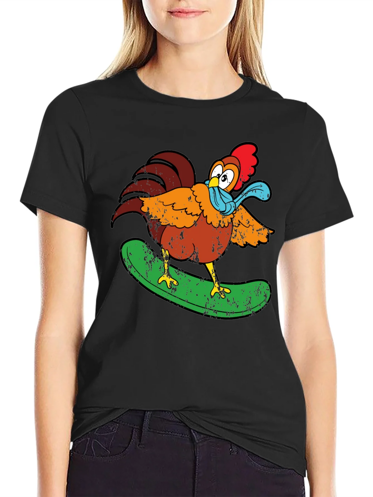 Cool Chicken Surfer Graphic T-Shirt product image 5