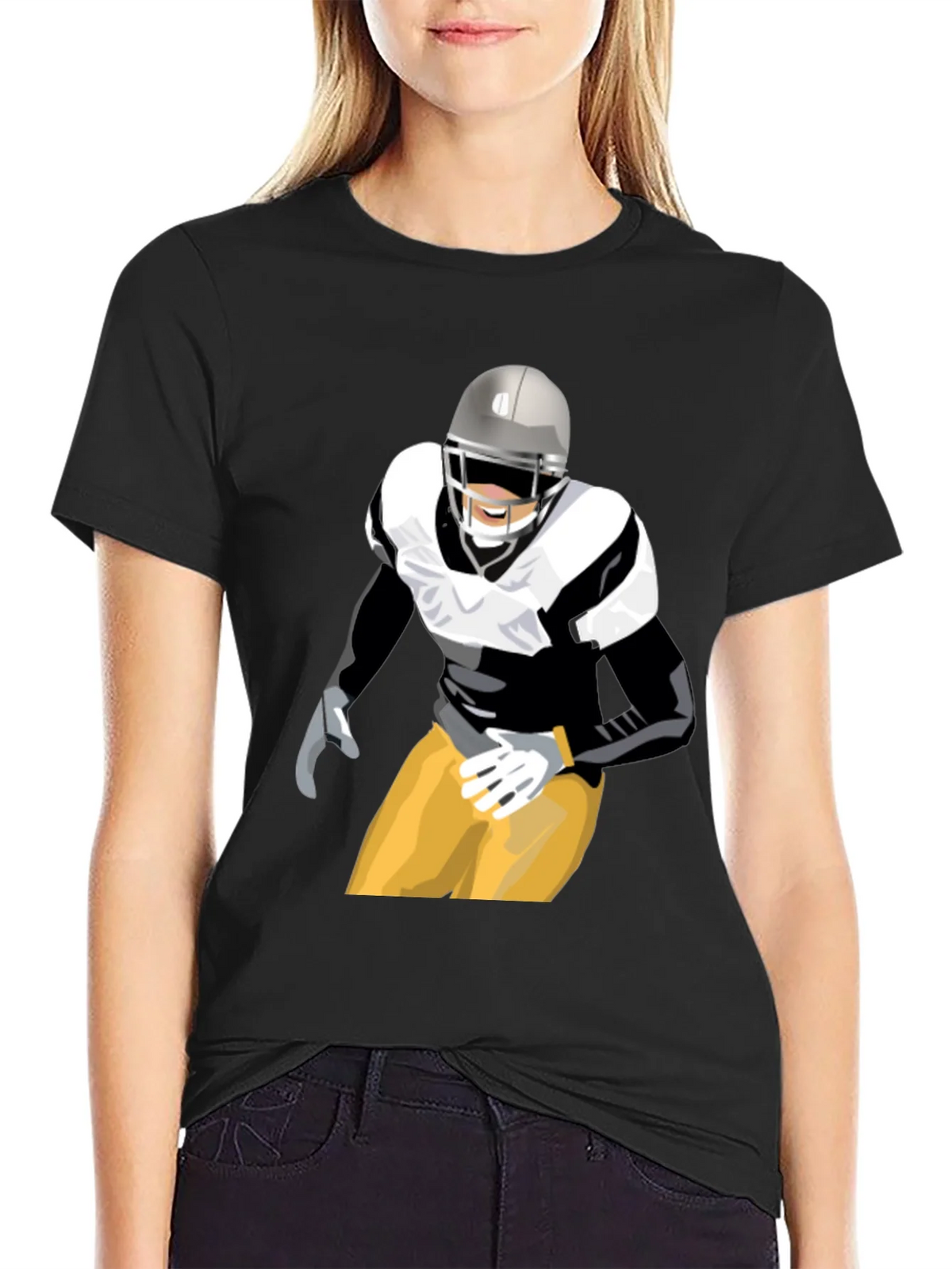 Football Player Graphic T-Shirt - Black product image 5