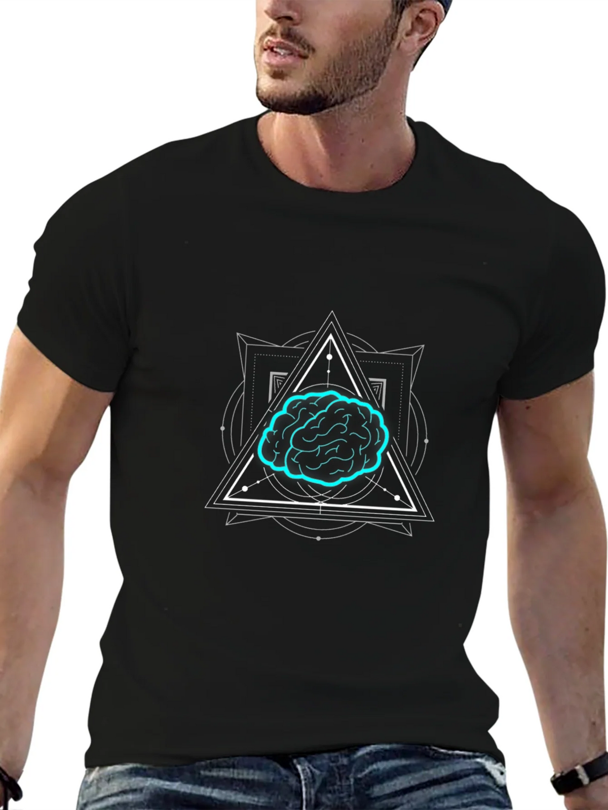Brain Graphic T-Shirt - Black Cotton Tee for Men product image 9