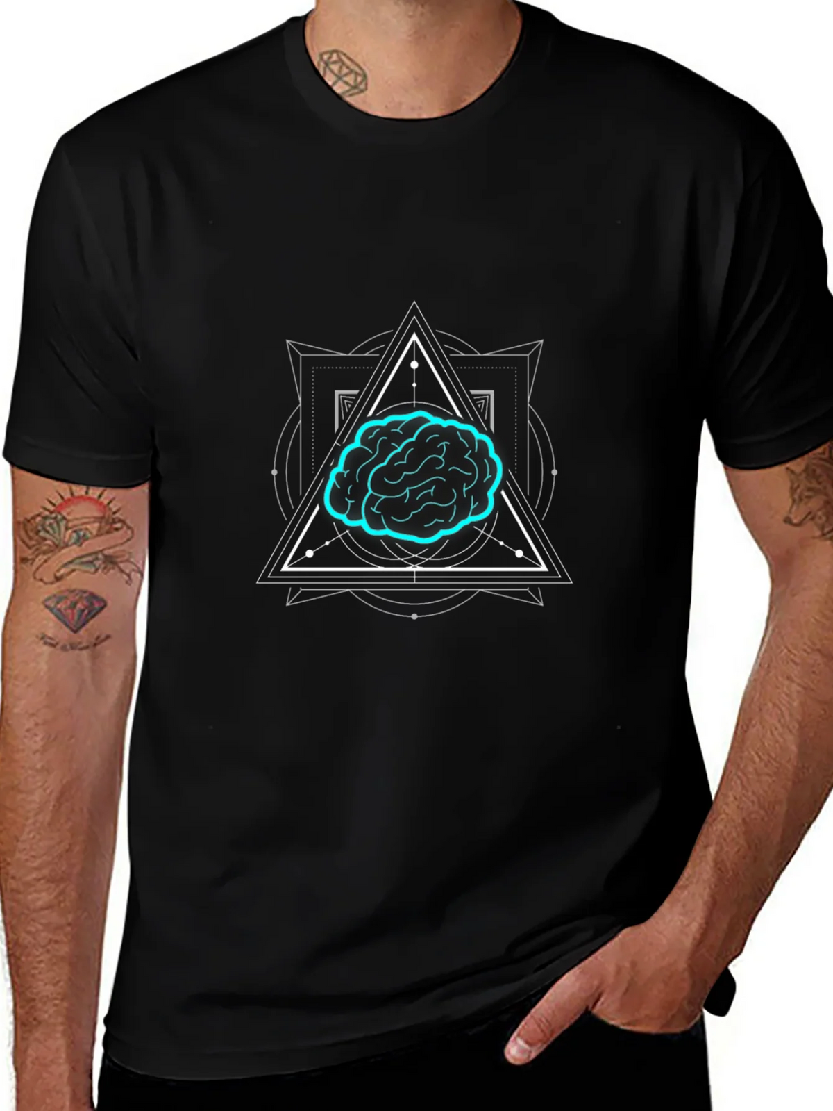 Brain Graphic T-Shirt - Black Cotton Tee for Men product image 1