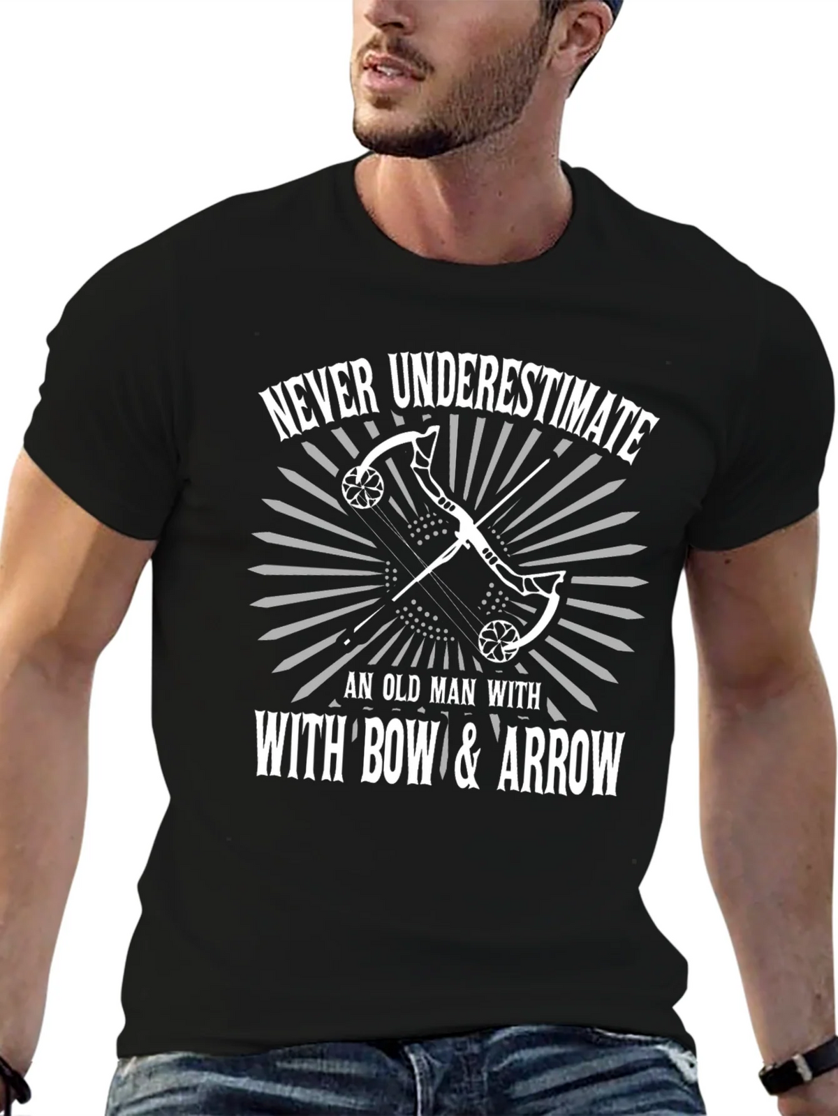 Never Underestimate Bow & Arrow Black T-Shirt product image 9