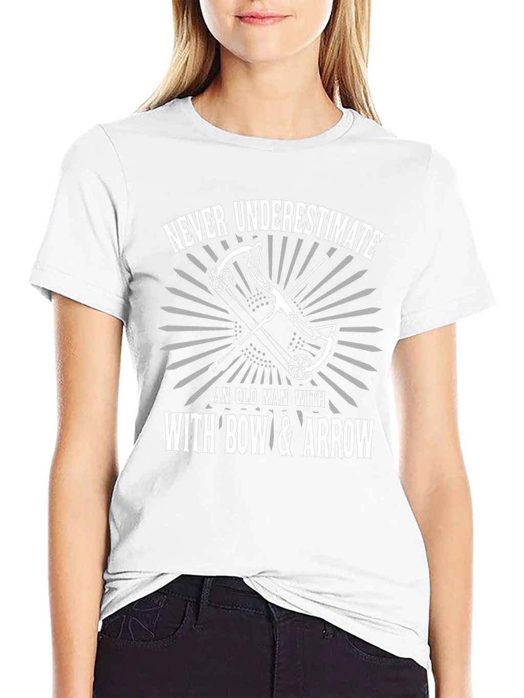 Never Underestimate Bow & Arrow Black T-Shirt product image 11