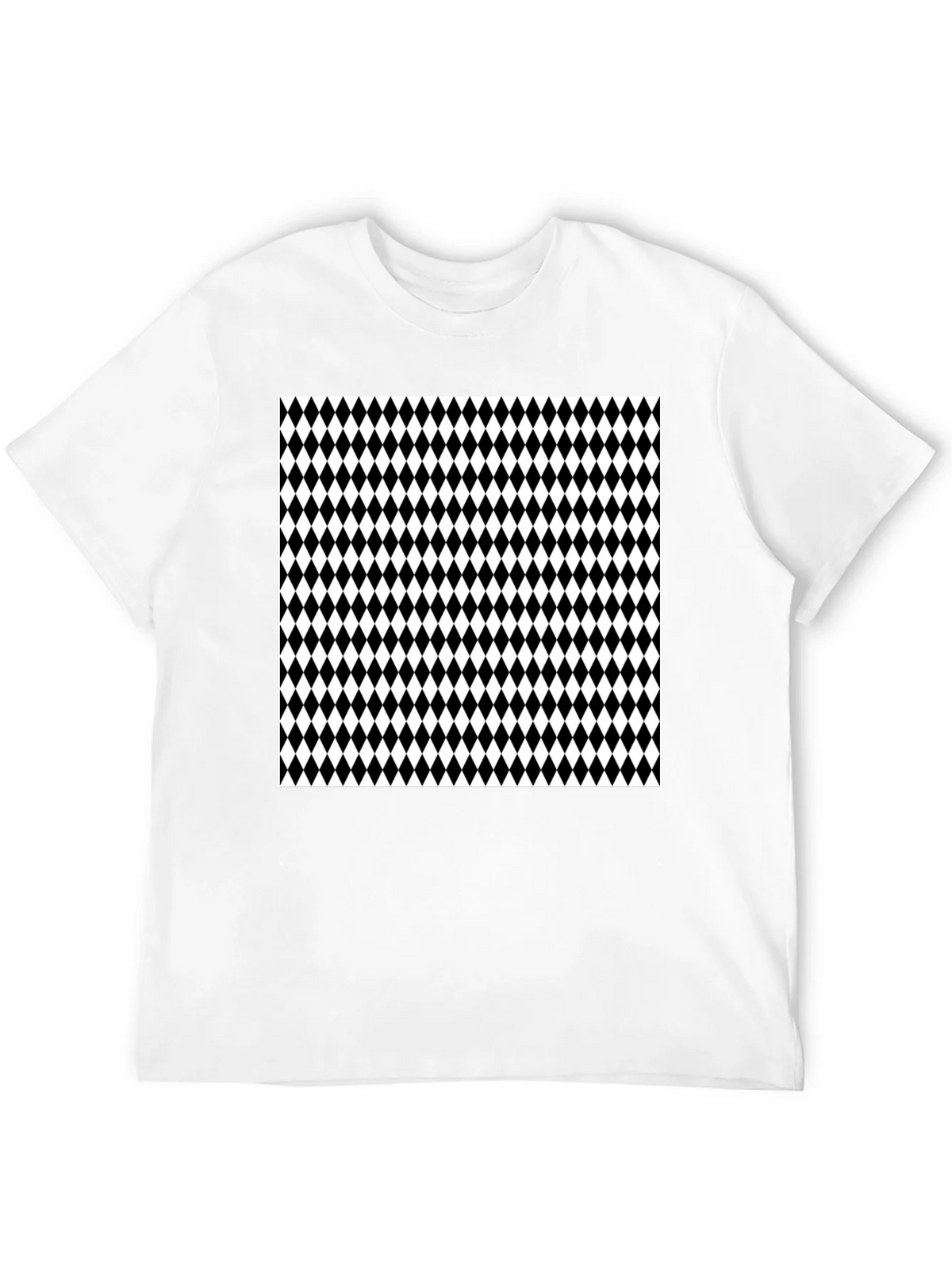 Modern Harlequin Pattern Black Crew Neck T-Shirt product image 3