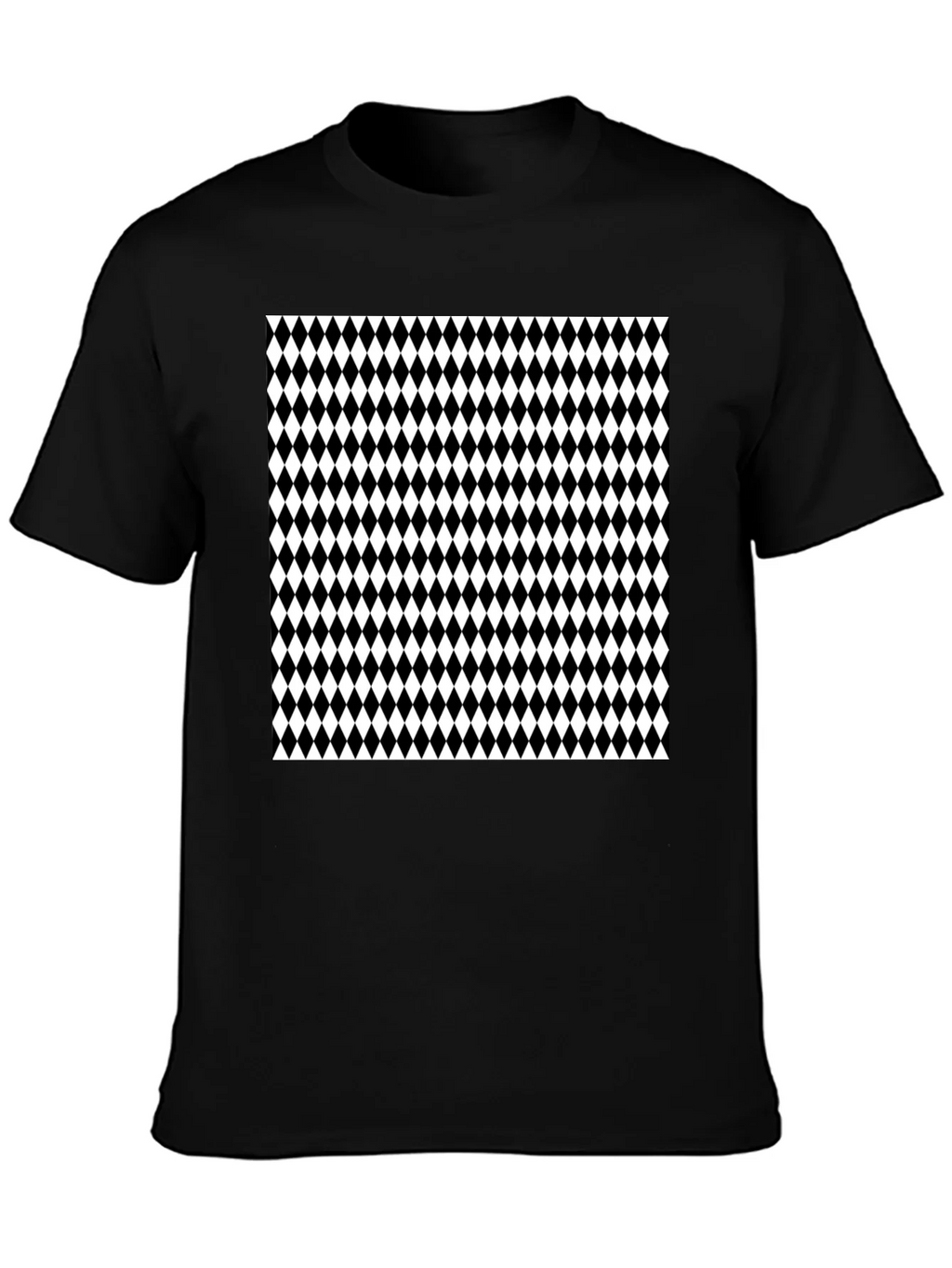 Modern Harlequin Pattern Black Crew Neck T-Shirt product image 6