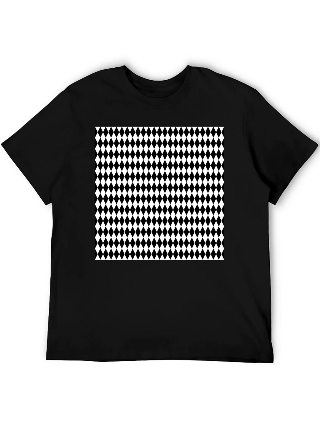 Modern Harlequin Pattern Black Crew Neck T-Shirt product image 8