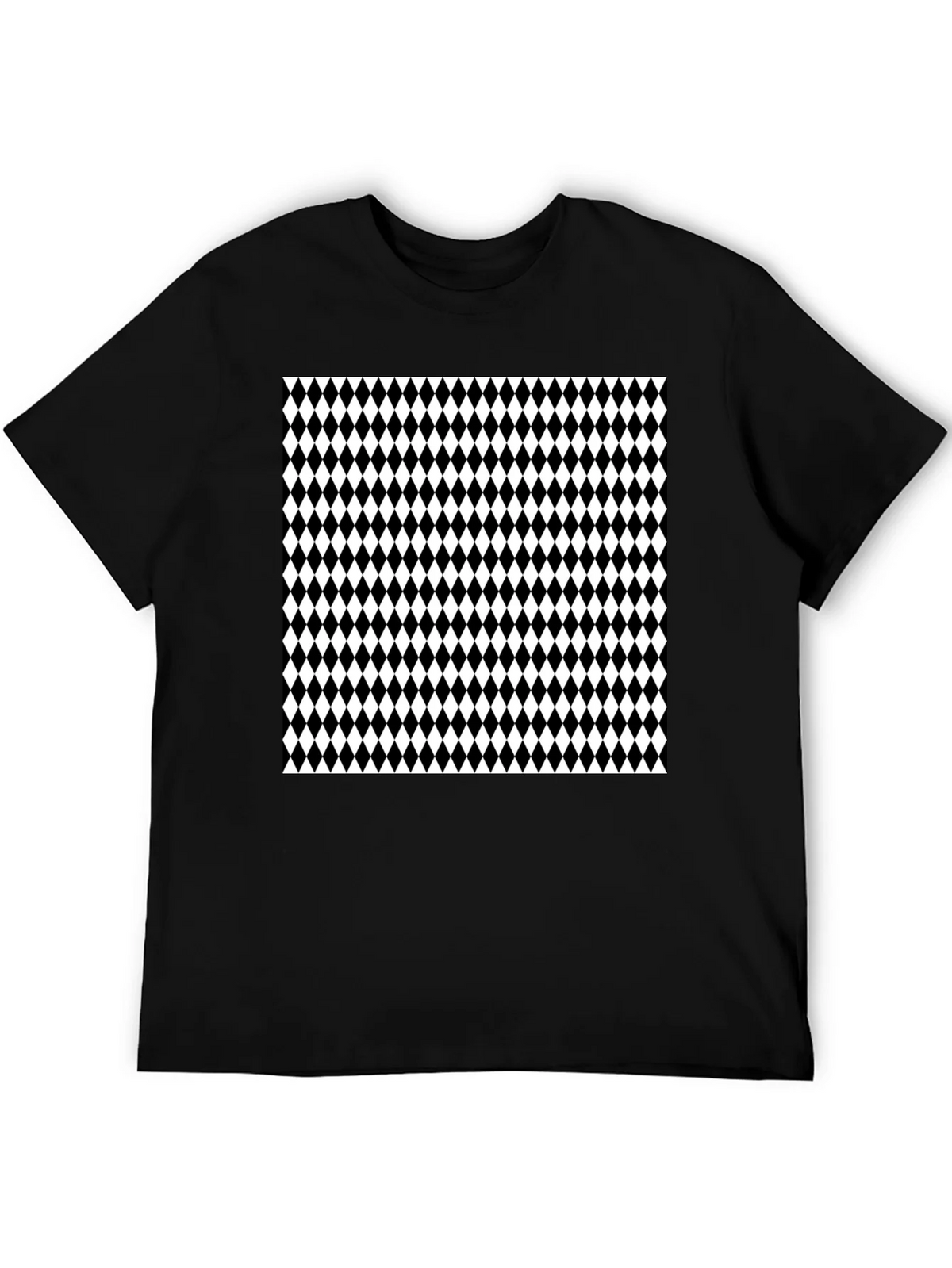 Modern Harlequin Pattern Black Crew Neck T-Shirt product image 8