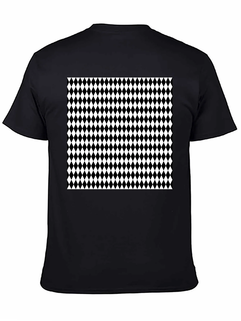 Modern Harlequin Pattern Black Crew Neck T-Shirt product image 7