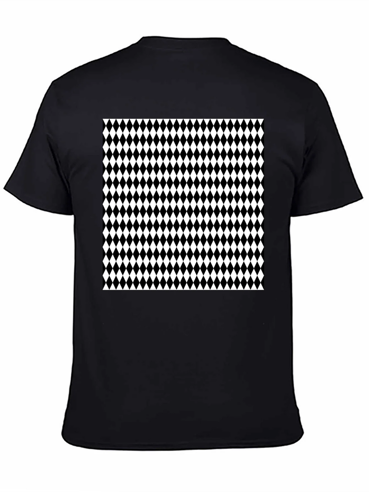 Modern Harlequin Pattern Black Crew Neck T-Shirt product image 7